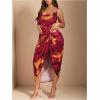 image:imageFloerns Womens Plus Size Tie Dye Cowl Neck Cami Dress Sleeveless Slit Party Long DressesRed