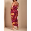 image:imageFloerns Womens Plus Size Tie Dye Cowl Neck Cami Dress Sleeveless Slit Party Long DressesRed
