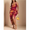 image:imageFloerns Womens Plus Size Tie Dye Cowl Neck Cami Dress Sleeveless Slit Party Long DressesRed