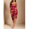 image:imageFloerns Womens Plus Size Tie Dye Cowl Neck Cami Dress Sleeveless Slit Party Long DressesRed