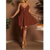 image:imageFloerns Womens Plus Size Tie Knot Front Criss Cross Ruffle Hem Cami ALine Mini DressCoffee Brown