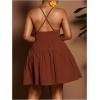 image:imageFloerns Womens Plus Size Tie Knot Front Criss Cross Ruffle Hem Cami ALine Mini DressCoffee Brown