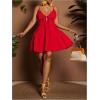 image:imageFloerns Womens Plus Size Tie Knot Front Criss Cross Ruffle Hem Cami ALine Mini DressRed