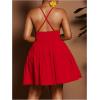 image:imageFloerns Womens Plus Size Tie Knot Front Criss Cross Ruffle Hem Cami ALine Mini DressRed