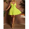 image:imageFloerns Womens Plus Size Tie Knot Front Criss Cross Ruffle Hem Cami ALine Mini DressYellow