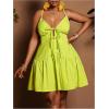 image:imageFloerns Womens Plus Size Tie Knot Front Criss Cross Ruffle Hem Cami ALine Mini DressYellow