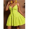 image:imageFloerns Womens Plus Size Tie Knot Front Criss Cross Ruffle Hem Cami ALine Mini DressYellow