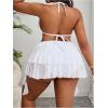 image:imageFloerns Womens Plus Size Triangle Halter Bikini Sets Tiered Ruffle Hem Skirts 2 Piece Bathing SuitWhite