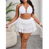 image:imageFloerns Womens Plus Size Triangle Halter Bikini Sets Tiered Ruffle Hem Skirts 2 Piece Bathing SuitWhite