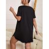 image:imageFloerns Womens Plus Size V Neck Short Sleeve Lace Trim Nightdress SleepwearBlack