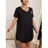 image:imageFloerns Womens Plus Size V Neck Short Sleeve Lace Trim Nightdress SleepwearBlack