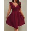 image:imageFloerns Womens Plus Size Wrap Front Sweetheart Neck Ruffle Cap Sleeve A Line DressBurgundy