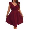 image:imageFloerns Womens Plus Size Wrap Front Sweetheart Neck Ruffle Cap Sleeve A Line DressBurgundy
