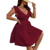 image:imageFloerns Womens Plus Size Wrap Front Sweetheart Neck Ruffle Cap Sleeve A Line DressBurgundy