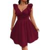 image:imageFloerns Womens Plus Size Wrap Front Sweetheart Neck Ruffle Cap Sleeve A Line DressBurgundy