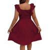 image:imageFloerns Womens Plus Size Wrap Front Sweetheart Neck Ruffle Cap Sleeve A Line DressBurgundy