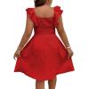 image:imageFloerns Womens Plus Size Wrap Front Sweetheart Neck Ruffle Cap Sleeve A Line DressRed