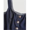 image:imageFloerns Womens Plus Size Y2k Denim Tank Top Button Down Ruffle Square Neck Going Out TopsDark Wash