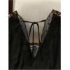 image:imageFloerns Womens Plus Size Y2k Lace Tops V Neck Tie Backless Going Out TopBlack