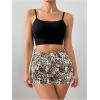 image:imageFloerns Womens Plus Size Zebra Print Denim Shorts Raw Hem Skinny Going Out Jean ShortsKhaki Multi
