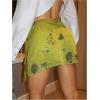 image:imageFloerns Womens Summer Floral Sequin Short Skirt Tie Side Low Waist Beach Vacation SkirtsGreen