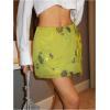 image:imageFloerns Womens Summer Floral Sequin Short Skirt Tie Side Low Waist Beach Vacation SkirtsGreen