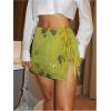 image:imageFloerns Womens Summer Floral Sequin Short Skirt Tie Side Low Waist Beach Vacation SkirtsGreen