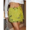 image:imageFloerns Womens Summer Floral Sequin Short Skirt Tie Side Low Waist Beach Vacation SkirtsGreen