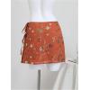 image:imageFloerns Womens Summer Floral Sequin Short Skirt Tie Side Low Waist Beach Vacation SkirtsOrange