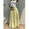 image:imageFloerns Womens Summer Maxi Skirt Shirred Elastic Waist Beach Vacation Flowy A Line SkirtYellow