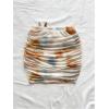 image:imageFloerns Womens Summer Mini Skirt Elastic Waist Ruched Ring Linked Boho Mini SkirtsBlue White Apricot