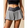 image:imageFloerns Womens Tennis Golf Workout Shorts Striped Athletic Gym Mini Shorts with PocketBlack and White