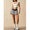 image:imageFloerns Womens Tennis Golf Workout Shorts Striped Athletic Gym Mini Shorts with PocketBlack and White