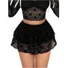 image:imageFloerns Womens Y2K Lace Mini Skirt Cute Low Rise Ruffle Tiered Skirts Aesthetic StreetwearBlack