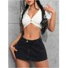 image:imageFloerns Womens Y2k Denim Mini Skirt Low Waist Jean Skirt with UnderneathBlack