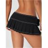 image:imageFloerns Womens Y2k Pleated Skirt Belt Low Waist Raw Hem Hippie Mini Denim SkirtBlack