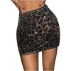 image:imageFloerns Womens Contrast Sequin Cheetah Skirts Club Party Bodycon Mini SkirtBrown