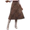 image:imageFloerns Womens Floral Print Boho Elastic Waist Scarf Print Pleated Midi SkirtBrown Leopard