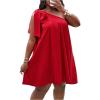 image:imageFloerns Womens Plus Size Bow One Shoulder Tunic Dress Sleeveless Party Night Out DressesRed