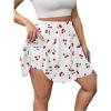 image:imageFloerns Womens Plus Size Cherry Print Skorts High Waist Wide Leg Cute Skirt ShortsWhite