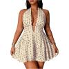 image:imageFloerns Womens Plus Size Cute Polka Dots Halter Mini Dress Ruffle A Line Going Out DressesApricot
