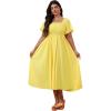 image:imageFloerns Womens Plus Size Floral Square Neck Flounce Short Sleeve A Line Maxi DressMustard Yellow