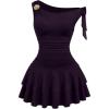 image:imageFloerns Womens Plus Size Off The Shoulder Mini Dress Metal Floral Layered Party A Line DressesPurple