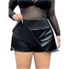 image:imageFloerns Womens Plus Size PU Leather Bodycon Skirt High Waisted Skinny Mini Skirts with ShortsBlack