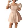 image:imageFloerns Womens Plus Size Ruffle Sleeve Smocked A Line Dress Jacquard Going Out DressesKhaki