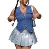 image:imageFloerns Womens Plus Size Sleeveless Button Down Jean Vest V Neck Denim JacketBlue