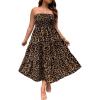 image:imageFloerns Womens Plus Size Sleeveless Leopard Print Shirred Tube Ruffle Hem A Line DressBrown