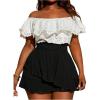 image:imageFloerns Womens Plus Size Summer High Waisted Shorts Straight Leg Ruffle Vacation OutfitBlack