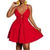 image:imageFloerns Womens Plus Size Tie Knot Front Criss Cross Ruffle Hem Cami ALine Mini DressRed