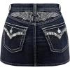 image:imageFloerns Womens Wing Embroidery Denim Skirts Rhinestone Stretch Y2k Mini SkirtBlue
